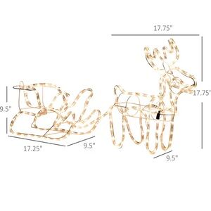 3D rope light decoration, Lighted Reindeer and Sleigh Decoration